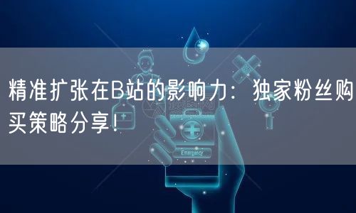 精准扩张在B站的影响力：独家粉丝购买策略分享！