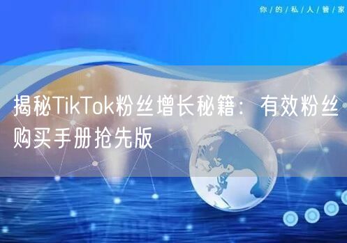 揭秘TikTok粉丝增长秘籍：有效粉丝购买手册抢先版