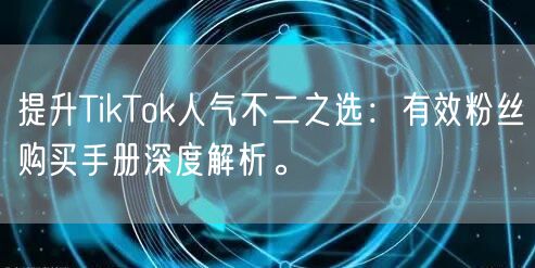 提升TikTok人气不二之选：有效粉丝购买手册深度解析。