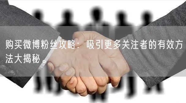购买微博粉丝攻略：吸引更多关注者的有效方法大揭秘。