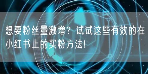想要粉丝量激增？试试这些有效的在小红书上的买粉方法!