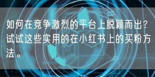 如何在竞争激烈的平台上脱颖而出？试试这些实用的在小红书上的买粉方法。