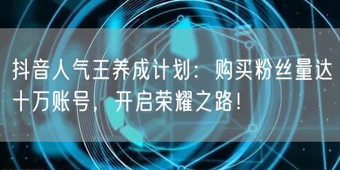 抖音人气王养成计划：购买粉丝量达十万账号，开启荣耀之路！