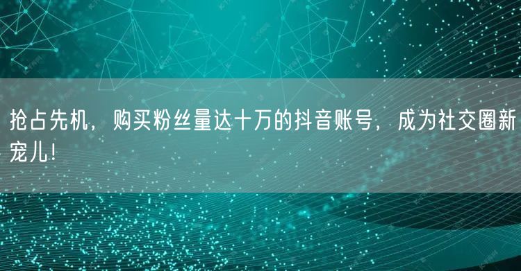 抢占先机，购买粉丝量达十万的抖音账号，成为社交圈新宠儿！