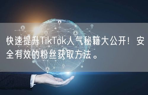 快速提升TikTok人气秘籍大公开！安全有效的粉丝获取方法。