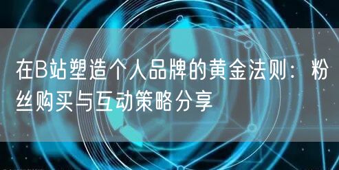 在B站塑造个人品牌的黄金法则：粉丝购买与互动策略分享