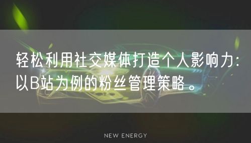轻松利用社交媒体打造个人影响力：以B站为例的粉丝管理策略。