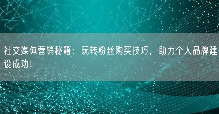 社交媒体营销秘籍：玩转粉丝购买技巧，助力个人品牌建设成功！