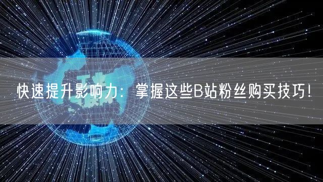 快速提升影响力：掌握这些B站粉丝购买技巧！