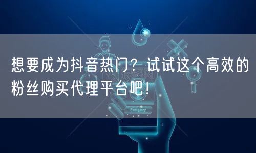 想要成为抖音热门？试试这个高效的粉丝购买代理平台吧！