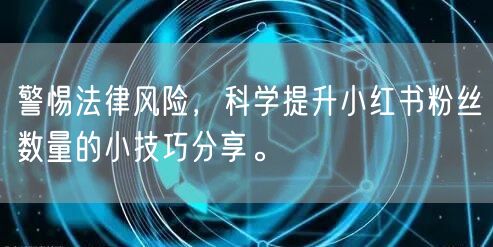警惕法律风险，科学提升小红书粉丝数量的小技巧分享。