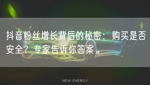 抖音粉丝增长背后的秘密：购买是否安全？专家告诉你答案。