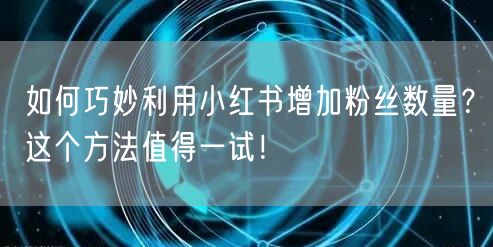 如何巧妙利用小红书增加粉丝数量？这个方法值得一试！