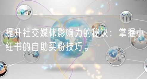 提升社交媒体影响力的秘诀：掌握小红书的自助买粉技巧。