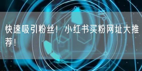 快速吸引粉丝！小红书买粉网址大推荐！